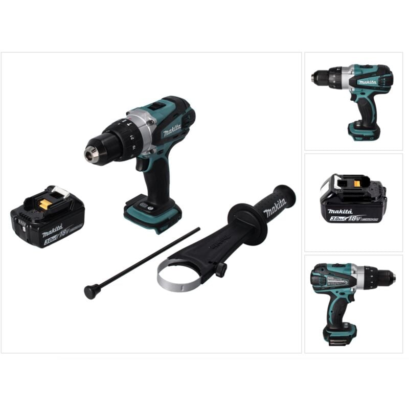Dhp 458 F1 Perceuse-visseuse à percussion sans fil 18 v 91 Nm + 1x Batterie 3,0 Ah - sans chargeur - Makita