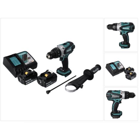 Makita DHP 458 RF 18 V 91 Nm Trapano a percussione a batteria + 2 batterie da 3,0 Ah + caricabatterie