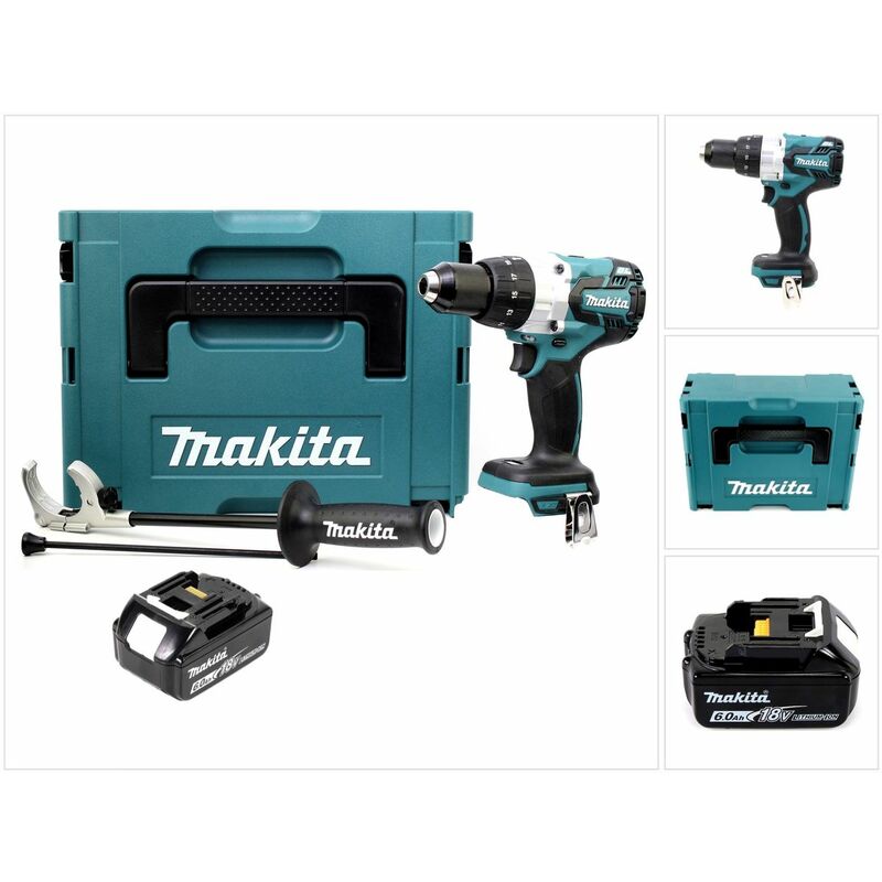 

DHP 481 G1J Taladro combinado a batería 18V en Makpac 2 + 1x Baterías BL 1860 6,0 Ah - Sin cargador incluido - Makita