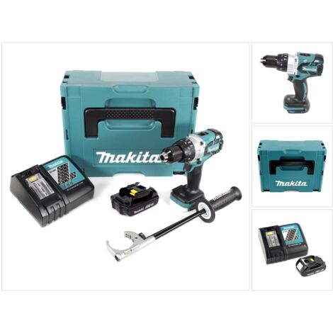 Makita DHP 481 Kit Y1J-D Perceuse-visseuse à percussion sans fil avec boîtier MAKPAC inclus 1 x 1,5 Ah batterie + chargeur
