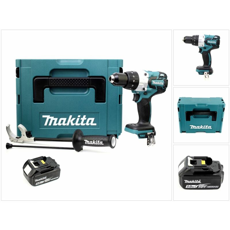 

Makita DHP 481 T1J Taladro combinado a batería 18V en Makpac 2 + 1x Baterías BL 1850 5,0 Ah - Sin cargador incluido