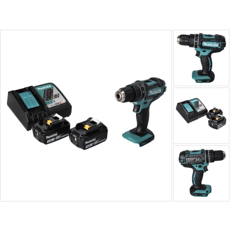Dhp 482 rf Perceuse-visseuse à percussion sans fil 18 v 62 Nm + 2x batterie 3,0 Ah + chargeur - Makita