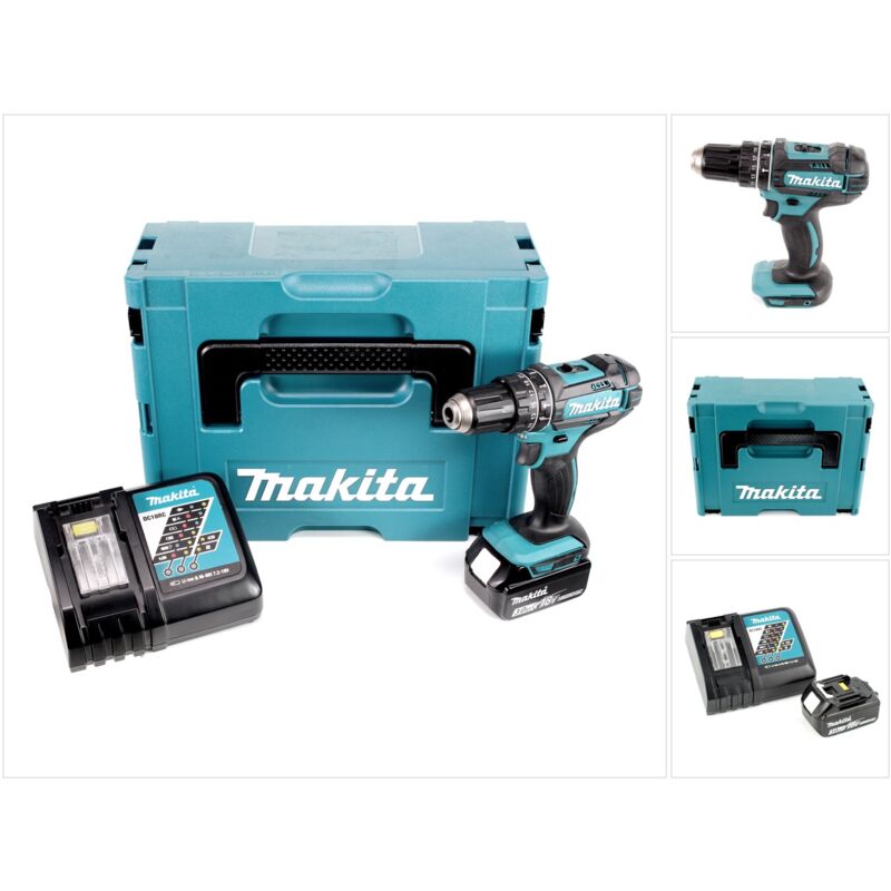 Makita DHP 482 RF1J trapano a percussione a batteria 18V 62Nm + 1x batteria ricaricabile 3.0Ah + caricabatterie in Makpac