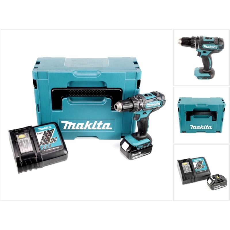 

Makita - DHP 482 RF1J Taladro combinado de impacto inalámbrico 18 V en maletín Makpac 2 + 1x Batería BL 1830 + Cargador DC 18 RC