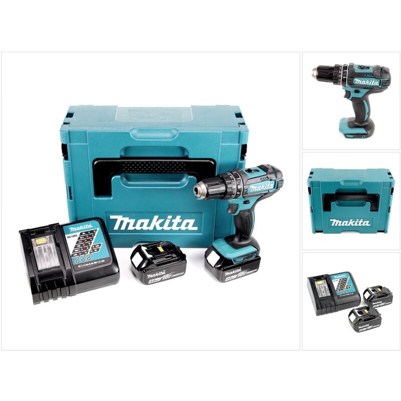 Dhp 482 rmj Perceuse-visseuse à percussion sans fil 18V 62Nm en Makpac + 2x 4,0 Ah batterie + chargeur - Makita