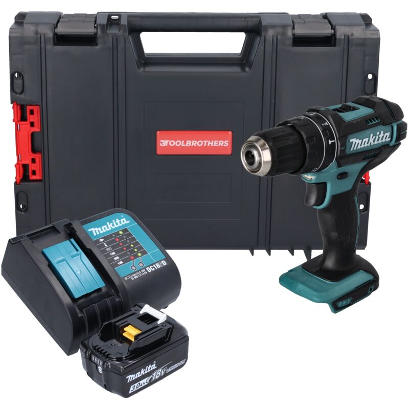 Makita DHP 482 SF1J-R Perceuse-visseuse à percussion sans fil 18 V 62 Nm + 1x batterie 3,0 Ah + chargeur + RHINO