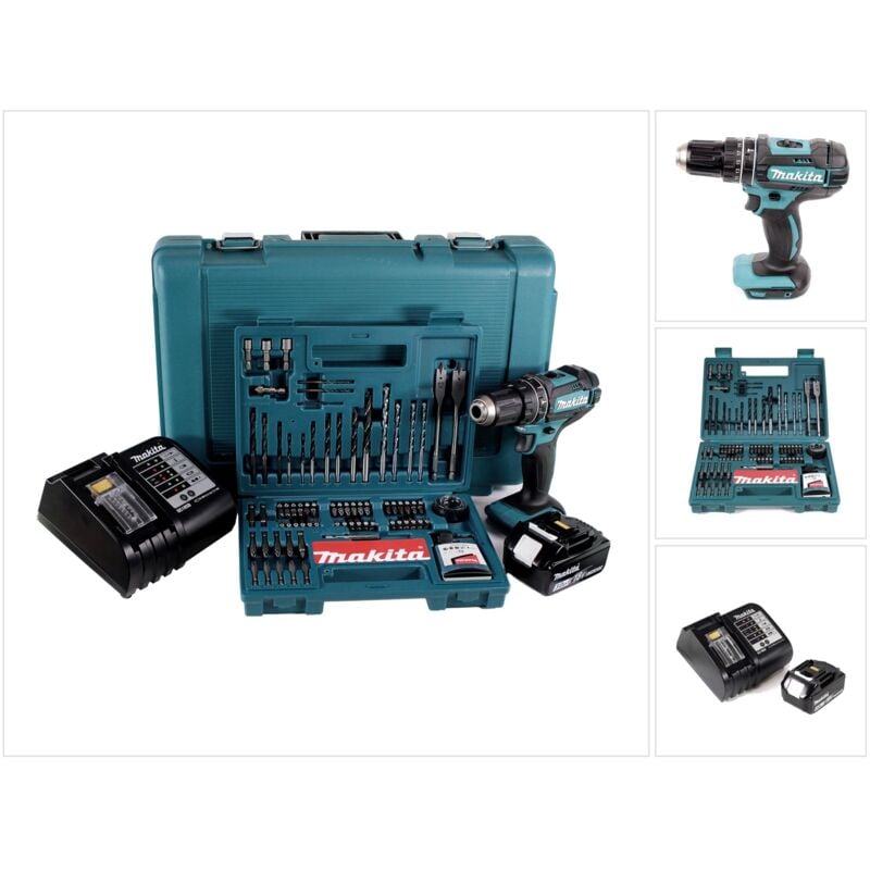 

Makita DHP 482 SFK Taladro combinado de impacto a batería 18V / 62 Nm + Maletín + 1x Batería 3,0 Ah + Cargador DC18SD + Juego de brocas y puntas de