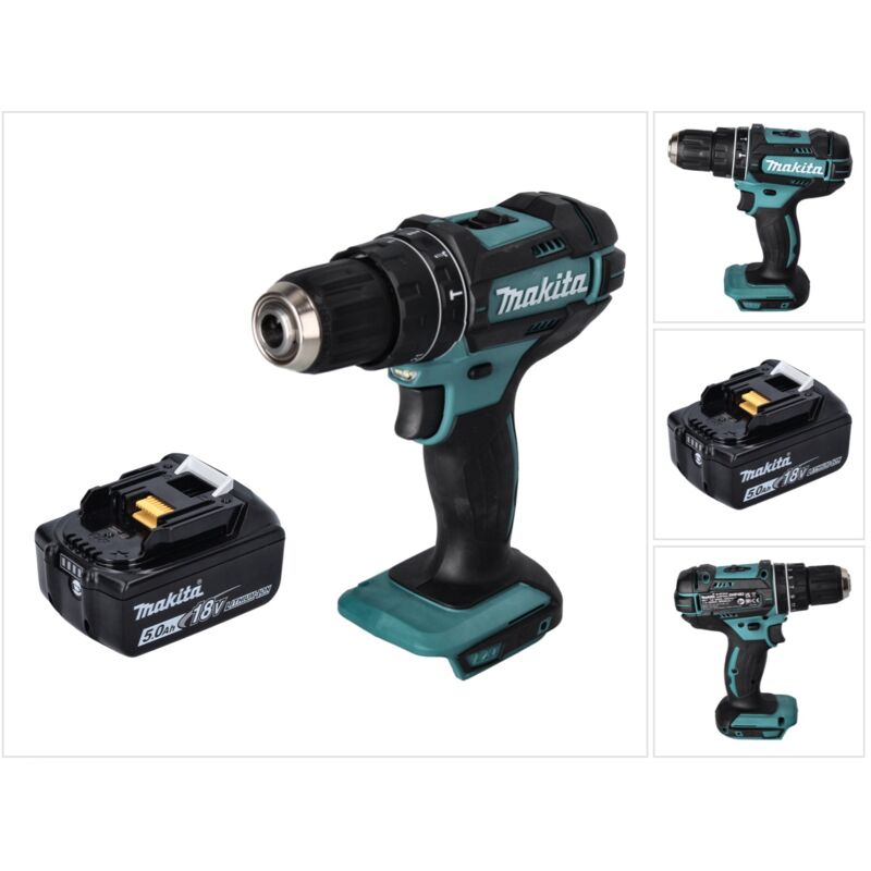 Dhp 482 T1 Perceuse-visseuse à percussion sans fil 18 v 62 Nm + 1x batterie 5,0 Ah - sans chargeur - Makita