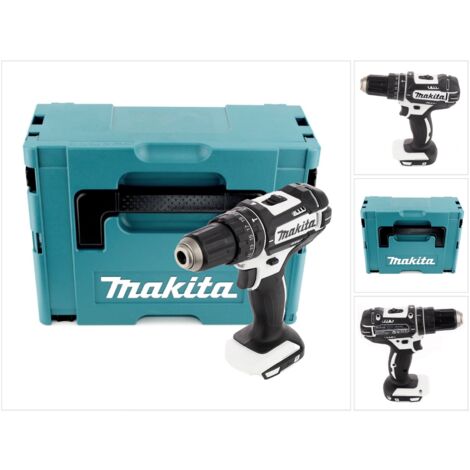 Makita DHP 482 W ZJ 18 V Perceuse visseuse à percussion sans fil blanc + Boîtier de transport sans Batterie ni Chargeur