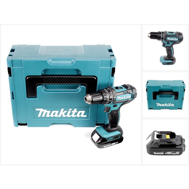 Makita DHP 482 Y1J trapano a percussione a batteria 18 V 62 Nm + 1x batteria ricaricabile 1,5 Ah + Makpac - senza caricabatterie