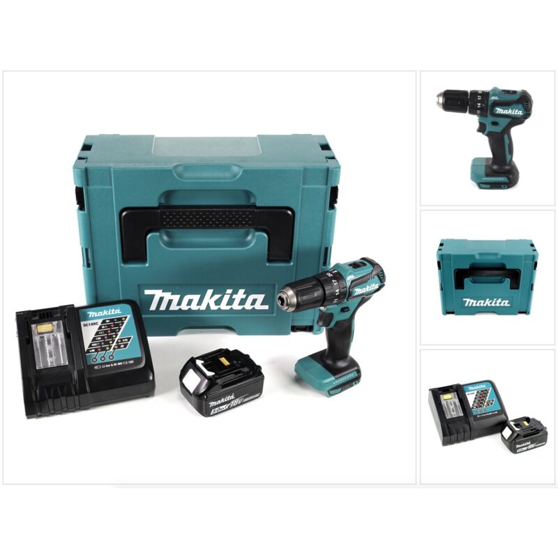 

DHP 483 RT1J Taladro percutor a batería 18 V en maletín Makpac 2 + 1x Batería BL 1850 + Cargador DC 18 RC - Makita