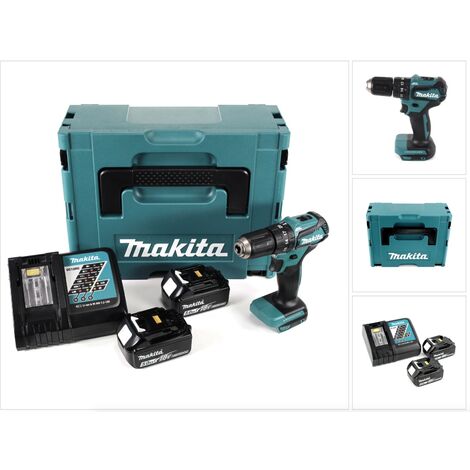 Makita DHP 483 RTJ 18 V Li-Ion Brushless Perceuse visseuse à percussion sans fil avec boîtier Makpac + 2x Batteries BL 1850 5,0 Ah + Chargeur DC18RC