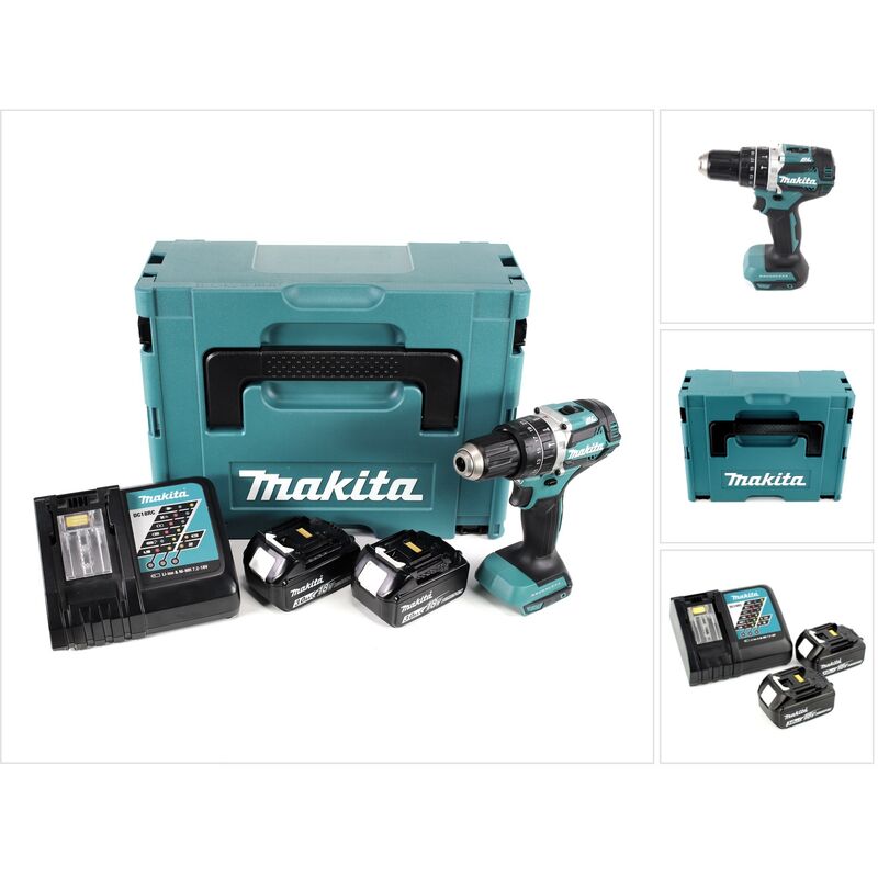 

Makita DHP 484 RFJ Taladro combinado a batería 18V + Makpac 2 + 2x Batería 3,0 Ah + Cargador
