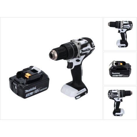 Makita DHP 484 T1 W Akku Schlagbohrschrauber 18 V 54 Nm Brushless Weiß + 1x Akku 5,0 Ah - ohne Ladegerät