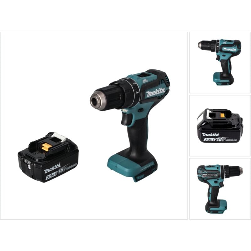 Dhp 485 F1 Perceuse-visseuse à percussion sans fil 18 v 50 Nm Brushless + 1x Batterie 3,0 Ah - sans chargeur - Makita