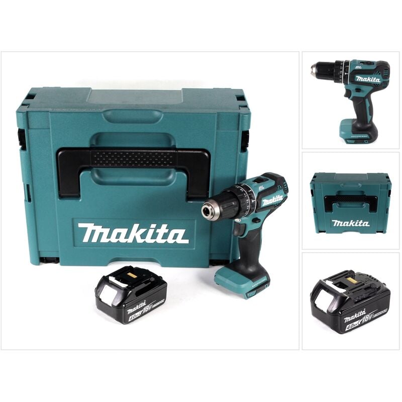 Dhp 485 M1J Perceuse visseuse à percussion sans fil 18 v Li-Ion + 1x Batterie 4,0 Ah + Coffret Makpac - sans chargeur - Makita