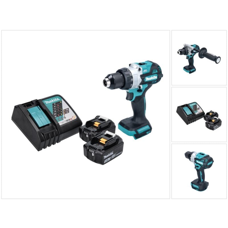 Makita DHP 486 RF Perceuse-visseuse à percussion sans fil 18 V 130 Nm Brushless + 2x batterie 3,0 Ah + chargeur