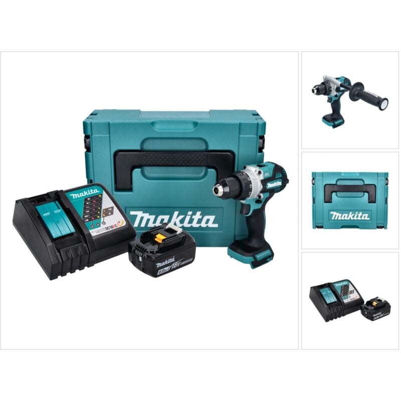 Dhp 486 RG1J Perceuse-visseuse à percussion sans fil 18 v 130 Nm Brushless + 1x batterie 6,0 Ah + chargeur + Makpac - Makita