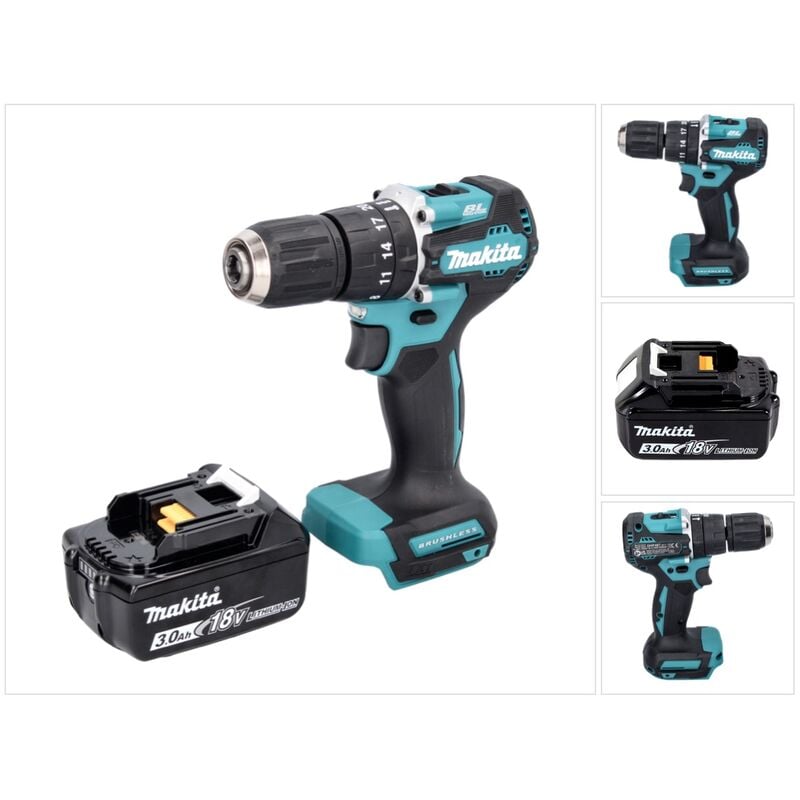 Dhp 487 F1 Perceuse-visseuse à percussion sans fil 18 v 40 Nm brushless + 1x Batterie 3,0 Ah - sans chargeur - Makita
