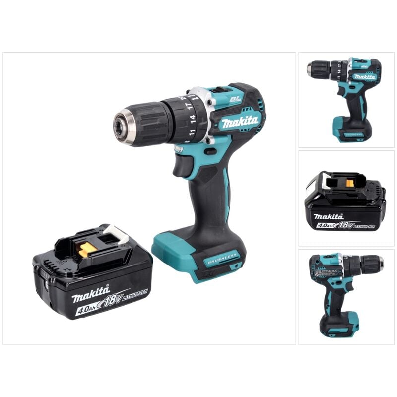 Dhp 487 M1 Perceuse-visseuse à percussion sans fil 18 v 40 Nm Brushless + 1x batterie 4,0 Ah - sans chargeur - Makita