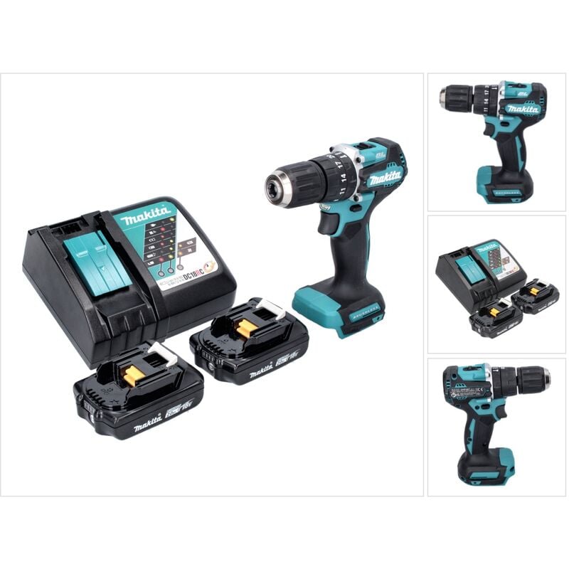 Dhp 487 ra Perceuse-visseuse à percussion sans fil 18 v 40 Nm Brushless + 2x Batteries 2,0 Ah + Chargeur - Makita