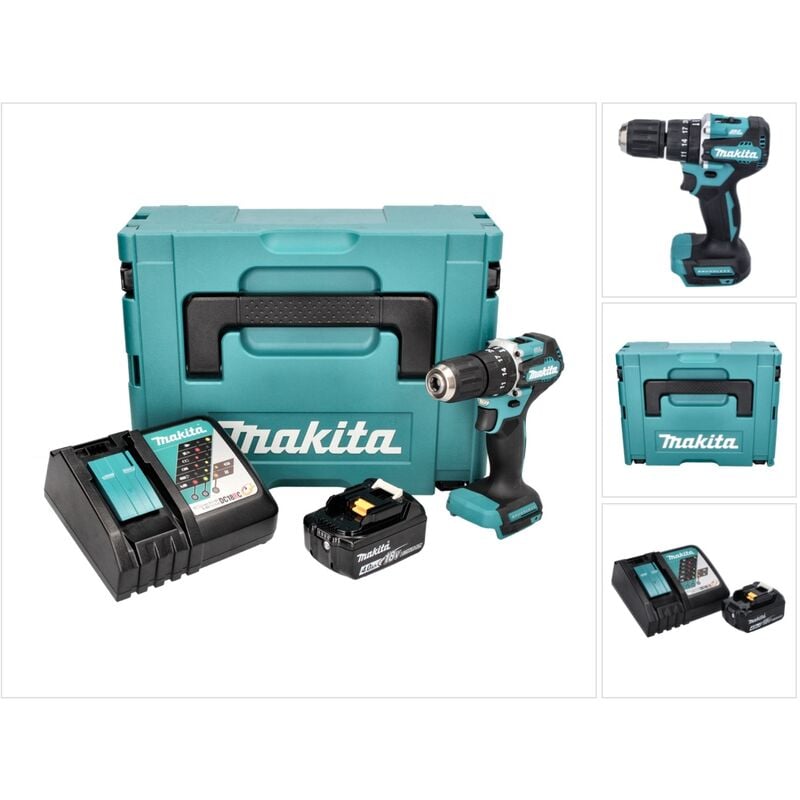 Dhp 487 RM1J Perceuse-visseuse à percussion sans fil 18 v 40 Nm Brushless + 1x batterie 4,0 Ah + chargeur + Makpac - Makita