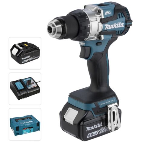 Makita DHP 489 RTJ Akku Schlagbohrschrauber 18 V 73 Nm Brushless + 2x Akku 5,0 Ah + Ladegerät + Makpac