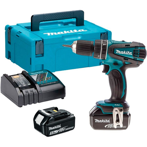 Makita DHP456RTJ 18V Li-ion Combi Hammer Drill 2 x 5.0Ah Batteries & Charger:18V
