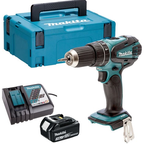 Makita DHP456Z 18V Li-ion Combi Hammer Drill 1 x 3.0Ah Battery Charger & Case:18V