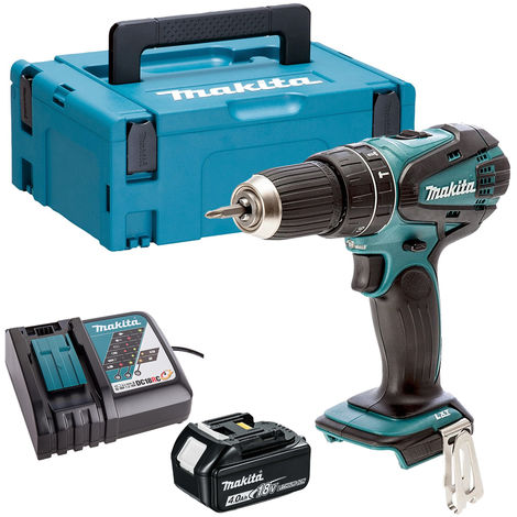 Makita DHP456Z 18V Li-ion Combi Hammer Drill 1 x 4.0Ah Battery Charger & Case:18V