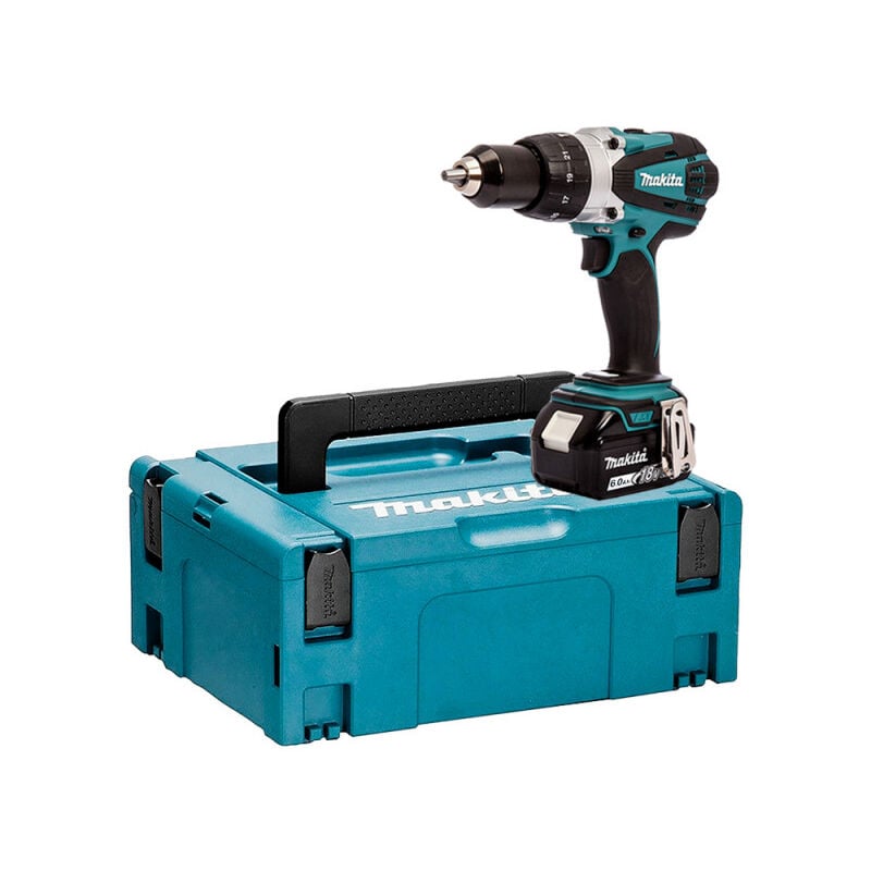 DHP458G1J Perceuse visseuse à percussion 18 v Li-Ion ø 13 mm + 1x6 Ah + makpac - Makita