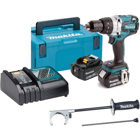 MAKITA DHP481 RTJ TRAPANO AVVITATORE CON PERCUSSIONE 2 BATTERIE LITIO 18V 5Ah