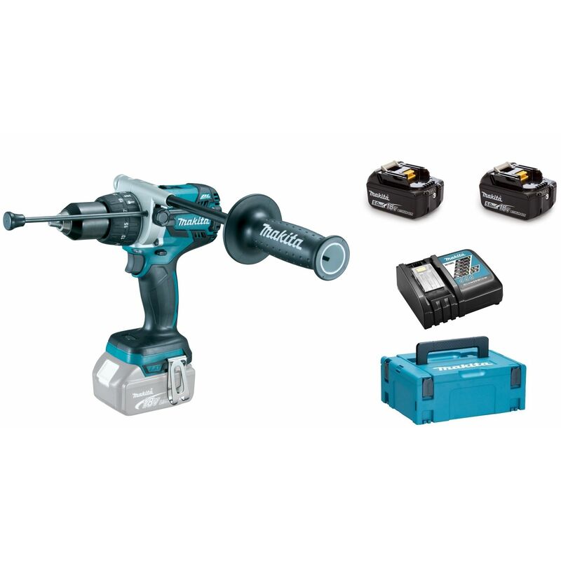 

Makita DHP481RT3J 18V Litio-Ion Juego Taladro combinado en Makpac (batería 3x 5.0Ah) - 115Nm