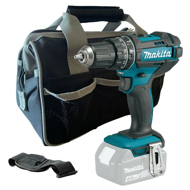 DHP482Z 18v lxt 2 Speed Cordless Combi Drill Bare + 12 Black Tool Bag - Makita