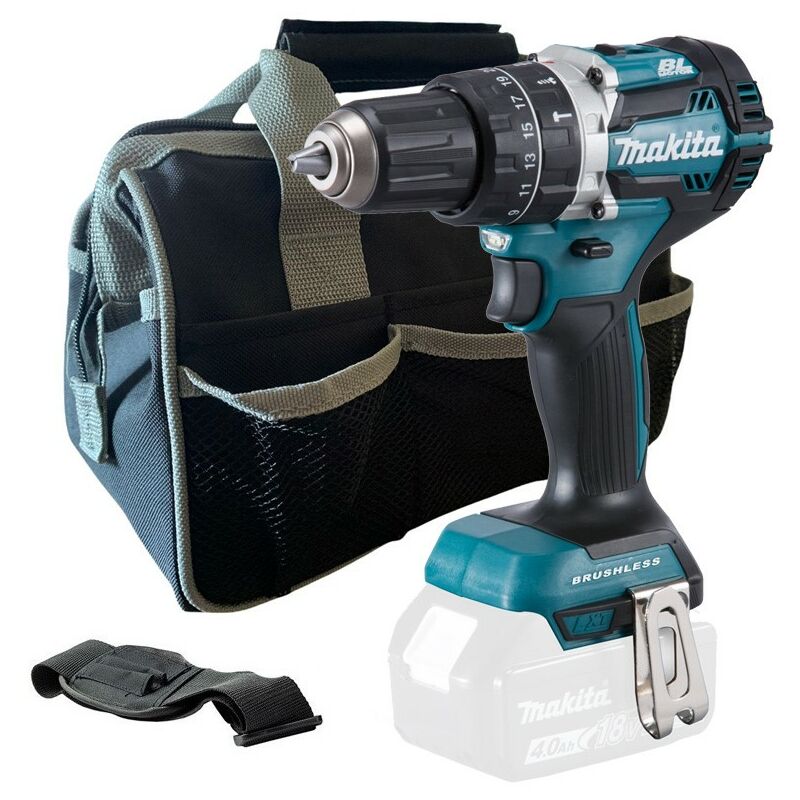 DHP484Z 18V lxt Lithium Ion Brushless Combi Hammer Drill Bare + Tool Bag - Makita