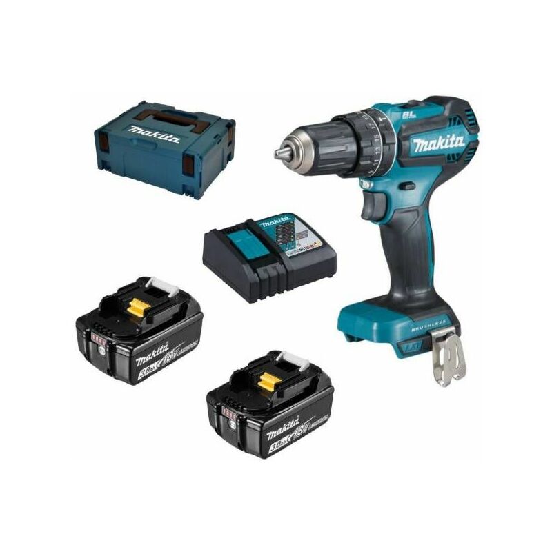 

Makita DHP485RFJ 18V Li-Ion batería Juego de Taladro percutor / Atornillador (2x baterías de 3.0 Ah) en Mbox - sin escobillas