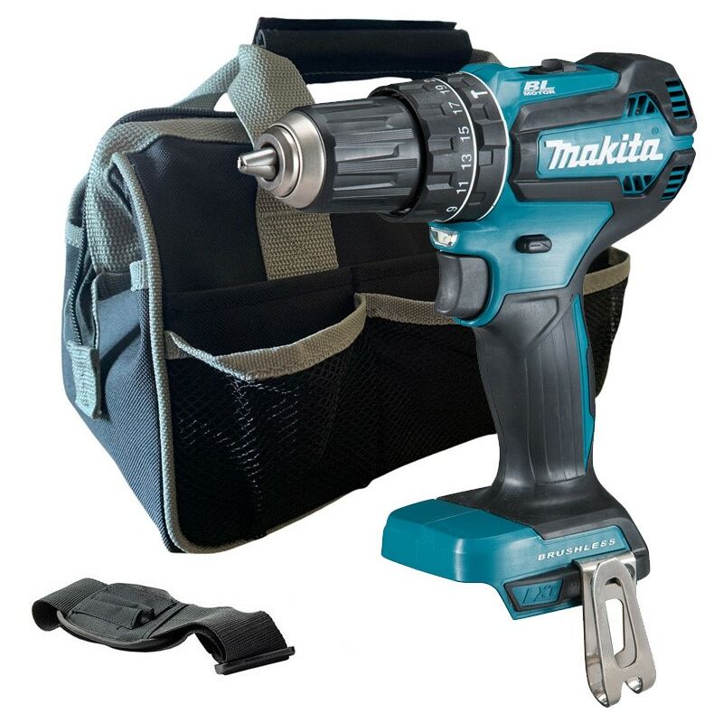 DHP485Z 18V lxt Lithium Ion Brushless Combi Hammer Drill Bare + Tool Bag - Makita