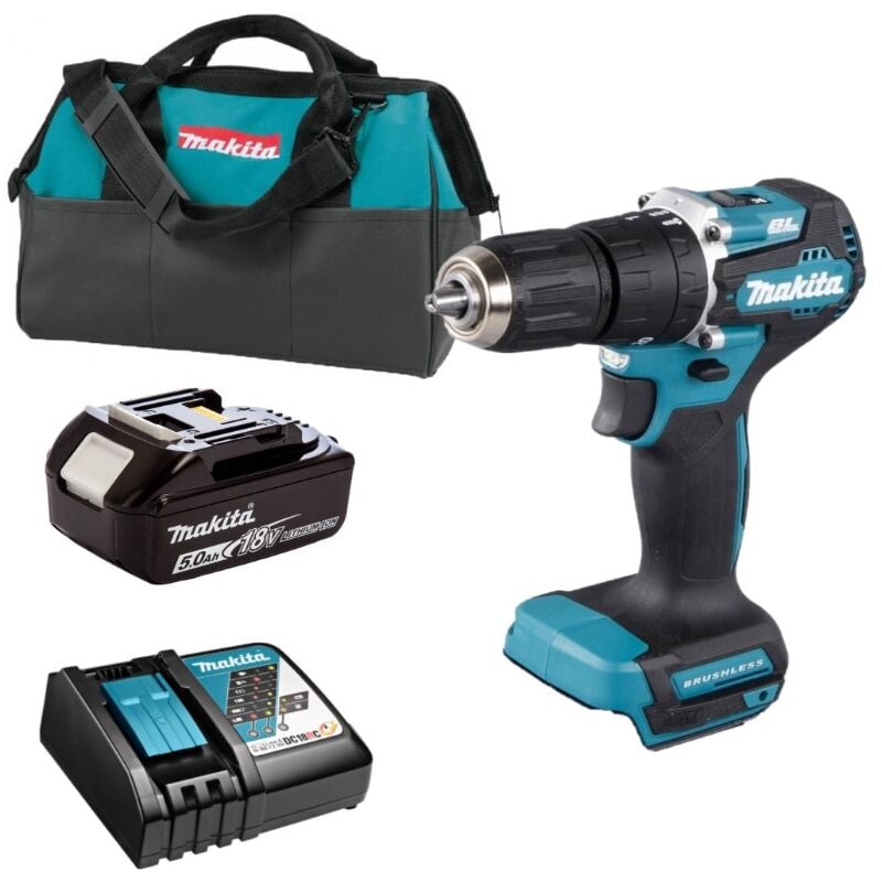 DHP487RT1J Perceuse à percussion 18V lxt 1 x 5.0Ah Batteries + chargeur en sac de transport - Makita