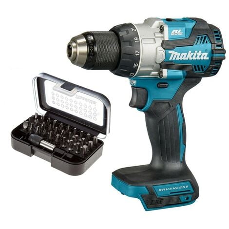 Makita DHP489Z 18v LXT Brushless Combi Hammer Drill Metal Chuck + 30PC Drill Set