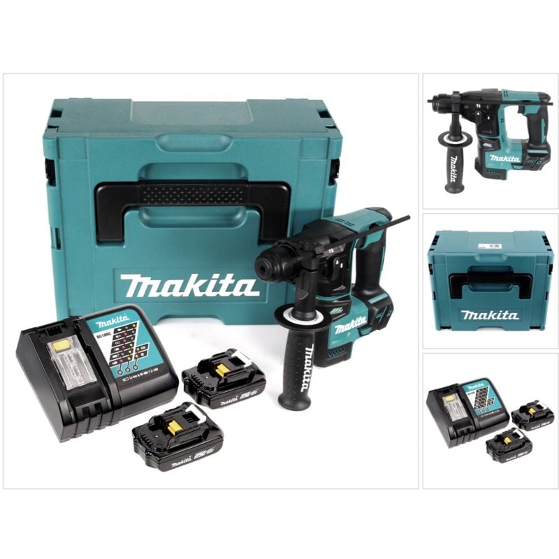 Dhr 171 raj Marteau perforateur sans fil 18 v 1,20J sds Plus Brushless + 2x batterie 2,0 Ah + chargeur + Makpac - Makita