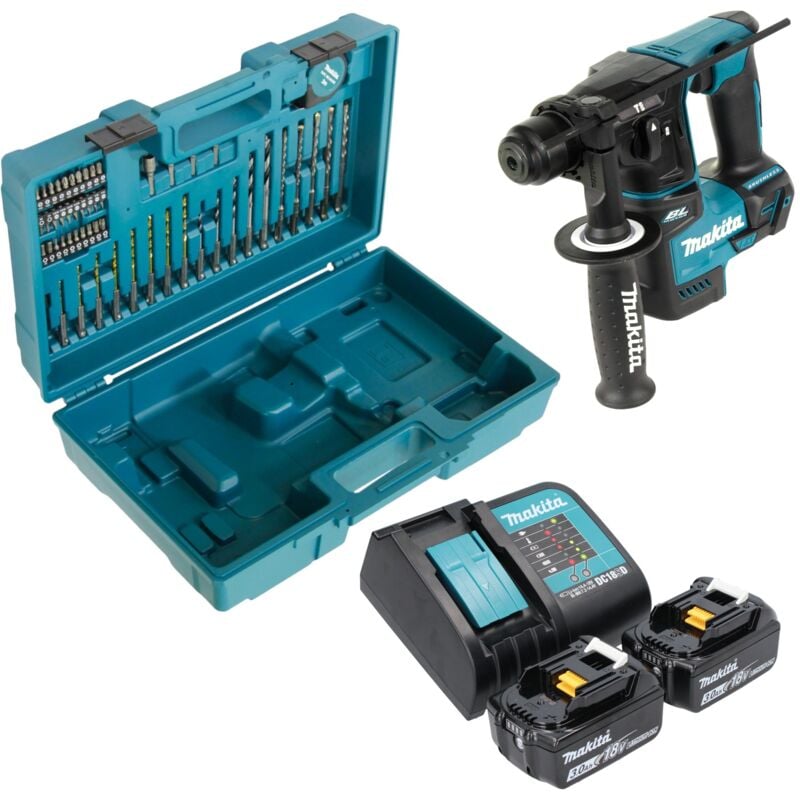 Dhr 171 SFX3 Marteau perforateur sans fil 18 v 1,2 j SDS-Plus Brushless + 2x batterie 3,0 Ah + chargeur + 65 pcs. d'accessoires + coffret - Makita
