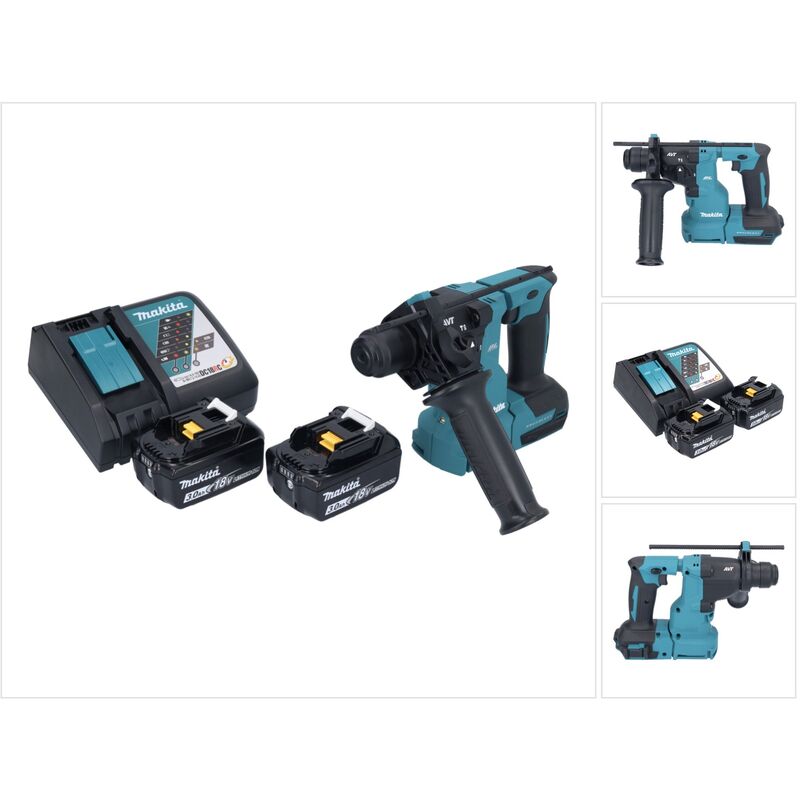 Makita - dhr 183 rf 18 v 1,7 j sds plus trapano a percussione a batteria senza spazzole + 2 batterie da 3,0 Ah + kit di ricarica