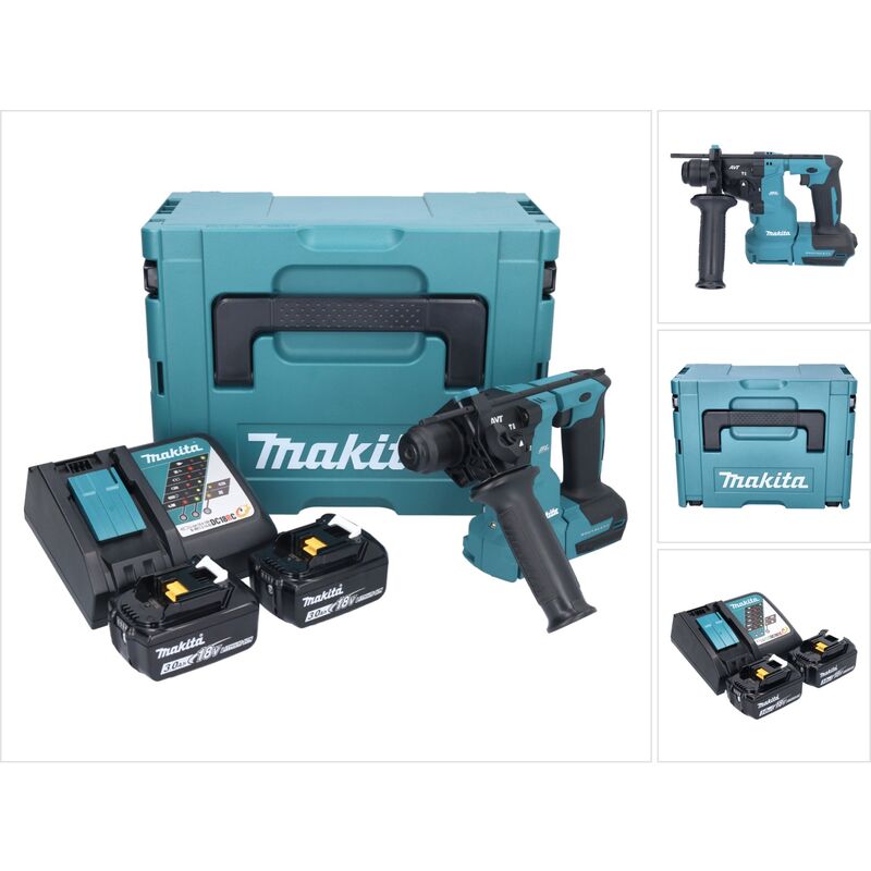 Image of Makita - dhr 183 rfj 18 v 1,7 j sds plus trapano a percussione a batteria senza spazzole + 2x batteria 3,0 Ah + caricabatterie + makpac