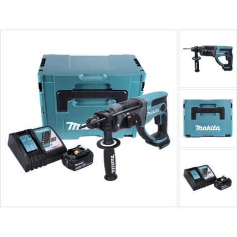 Makita DHR 202 RF1J Martillo combinado ligero inalámbrico con SDS Plus 18 V en Makpac 2 + 1x Batería BL 1830 + Cargador DC 18 RC