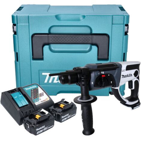 Makita DHR 202 RFJW Akku Bohrhammer 18 V 20 mm 2,0 J weiß + 2x Akku 3,0 Ah + Ladegerät + Makpac