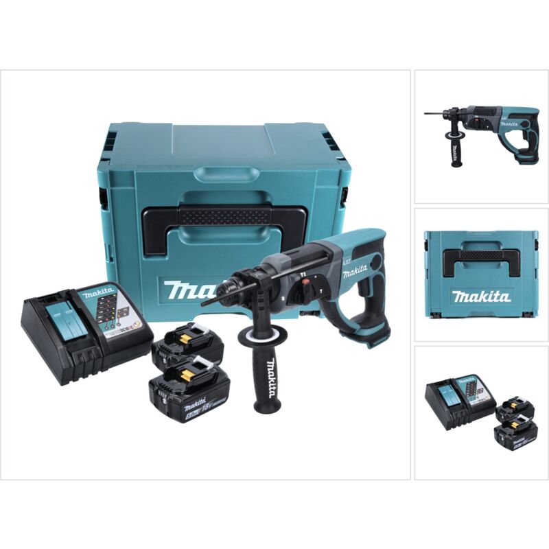 Makita - dhr 202 rtj 18V Tassellatore SDS-Plus a batteria in valigetta Makpac + 2x Batterie 5,0 Ah + Caricatore