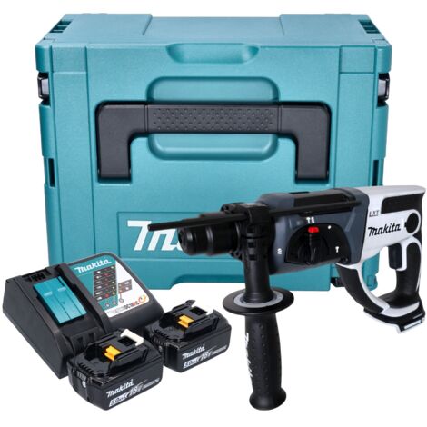 Makita DHR 202 RTJW Akku Bohrhammer 18 V 20 mm 2,0 J weiß + 2x Akku 5,0 Ah + Ladegerät + Makpac