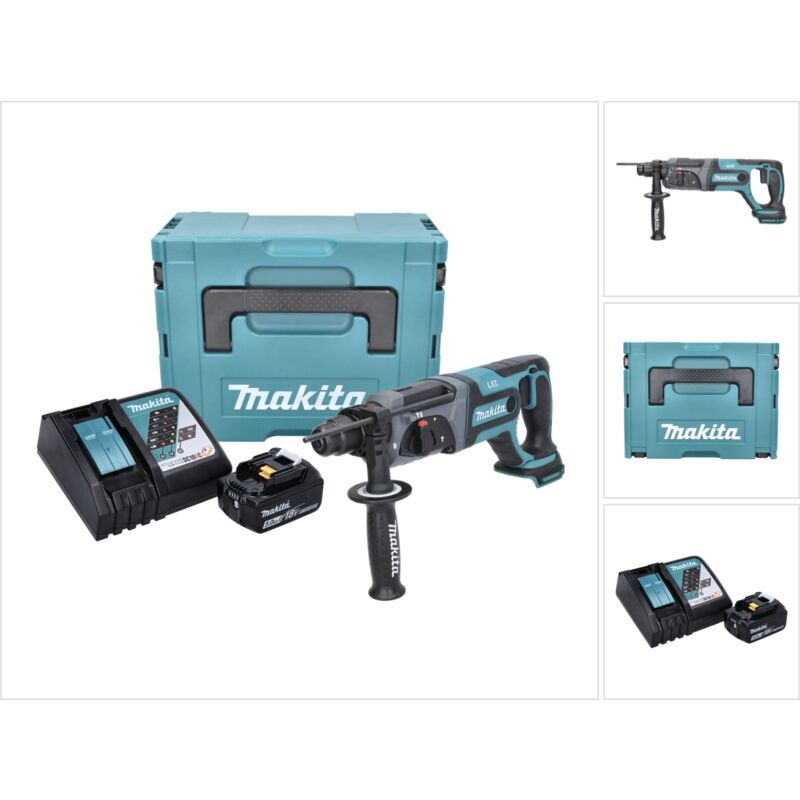Dhr 241 18 v Li-ion Perforateur-Burineur sans fil SDS-Plus avec Boîtier Makpac + 1x Batterie bl 1850 5,0 Ah + Chargeur rapide dc 18 rc - Makita