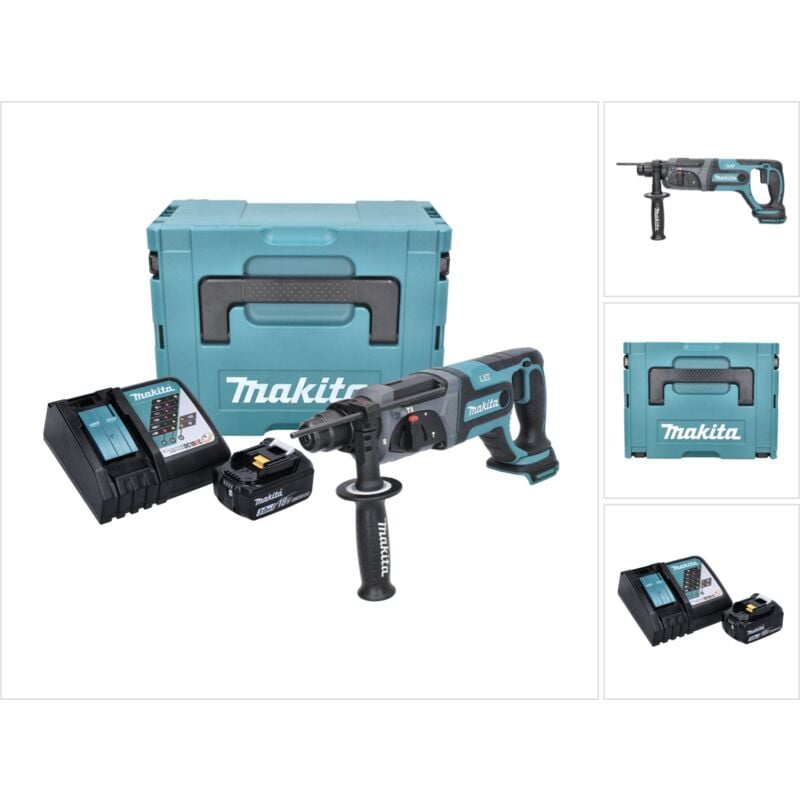 

Makita DHR 241 RF1J Martillo combinado a batería 18V con SDS-Plus en Makpac 3 + 1x Batería BL 1830 3,0 Ah + Cargador DC 18 RC