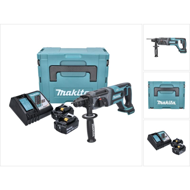 

Makita DHR 241 RFJ Martillo combinado a batería 18V con SDS-Plus en Makpac 3 + 2x Batería BL 1830 3,0 Ah + Cargador DC 18 RC